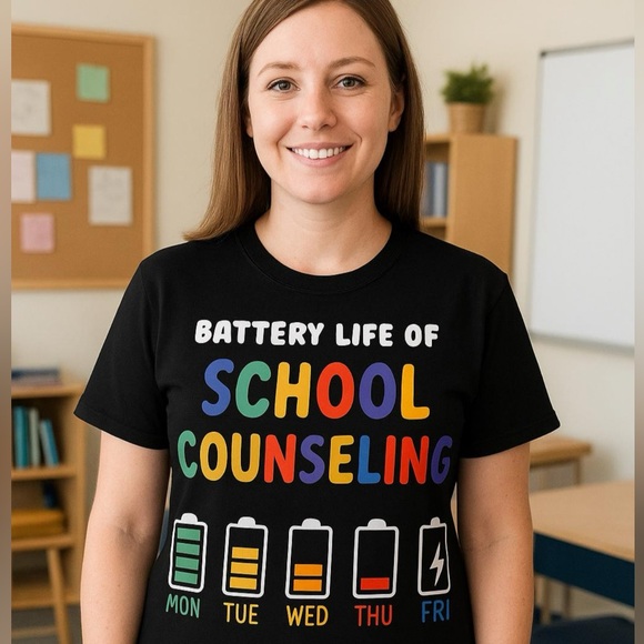 Battery Life of School Counseling T-Shirt - Picture 1 of 3